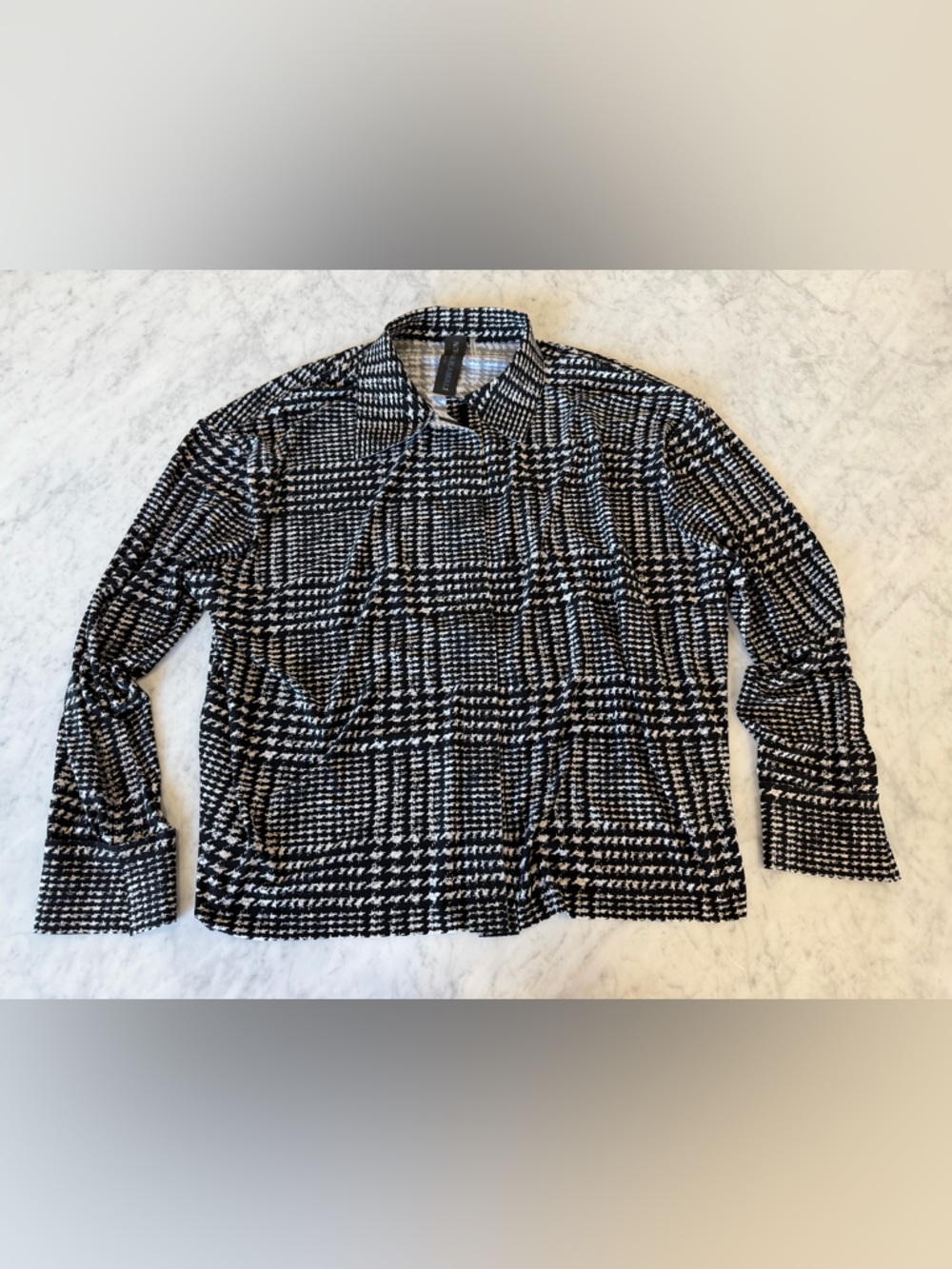 Norma Kamali Houndstooth Stretch Long Sleeve Top Size S